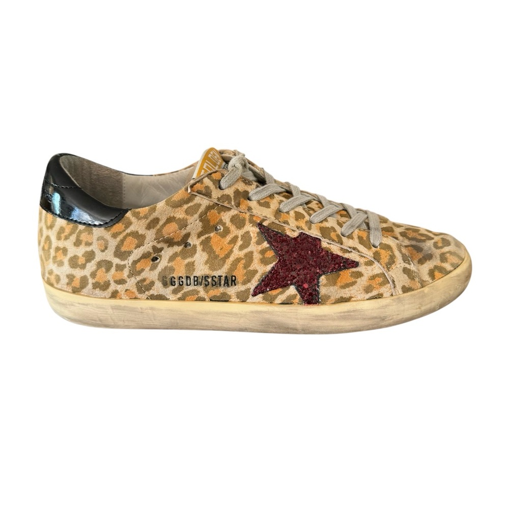 Golden Goose Super Star Glitter Leopard Print Leather Sneakers - Picture 6 of 17